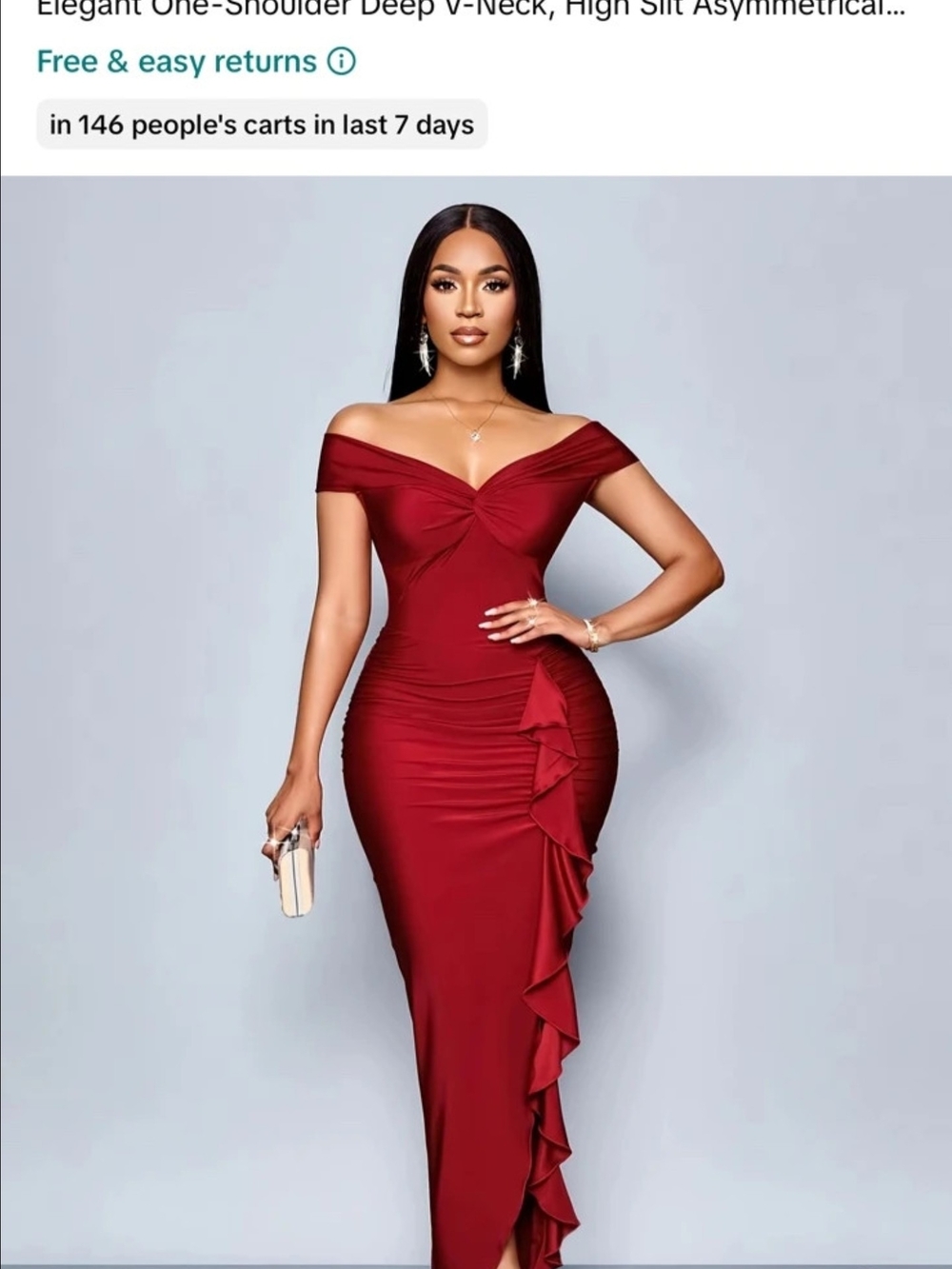 & Other Stories One-Shoulder Ruched Evening Dress in Wine Red